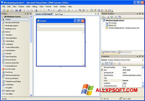 Снимак заслона Microsoft Visual Basic Windows XP