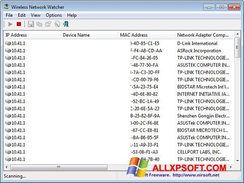 Снимак заслона Wireless Network Watcher Windows XP