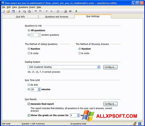 Снимак заслона easyQuizzy Windows XP