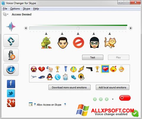 Снимак заслона Skype Voice Changer Windows XP