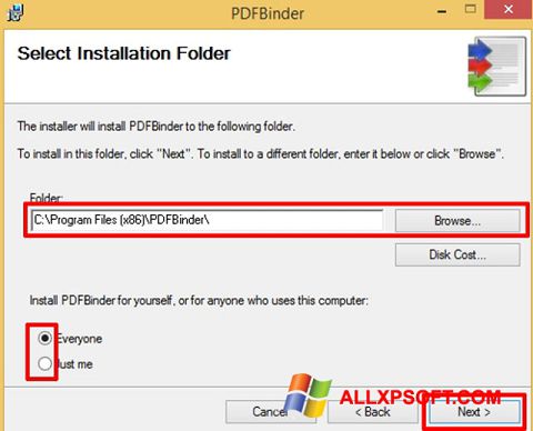 Снимак заслона PDFBinder Windows XP