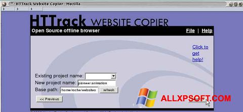Снимак заслона HTTrack Website Copier Windows XP