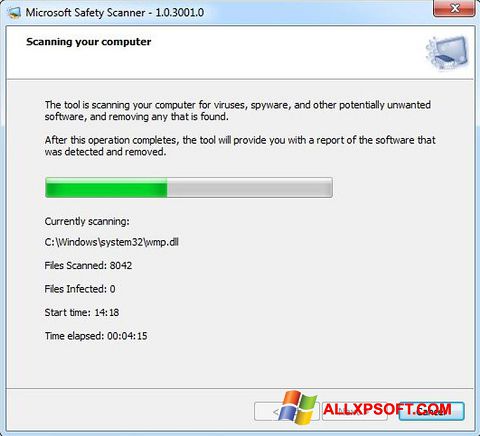 Снимак заслона Microsoft Safety Scanner Windows XP