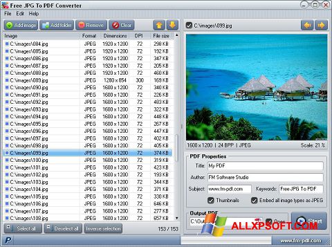 Снимак заслона JPG to PDF Converter Windows XP