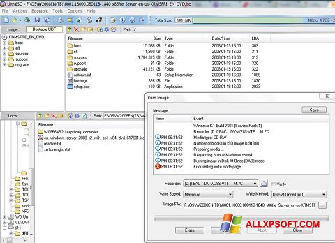 Снимак заслона UltraISO Windows XP