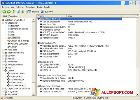 Снимак заслона EVEREST Ultimate Edition Windows XP