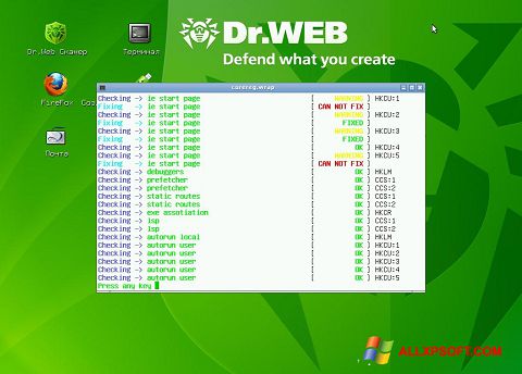 Снимак заслона Dr.Web LiveCD Windows XP
