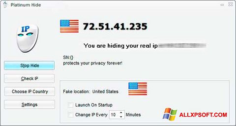 Снимак заслона Hide IP Platinum Windows XP