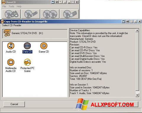 Снимак заслона CloneCD Windows XP
