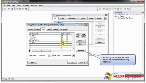 Снимак заслона Microsoft Visual FoxPro Windows XP