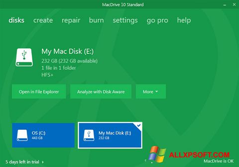 Снимак заслона MacDrive Windows XP