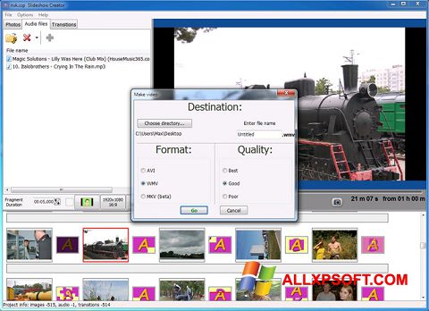 Снимак заслона Bolide Slideshow Creator Windows XP