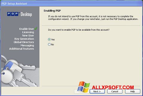 Снимак заслона PGP Desktop Windows XP