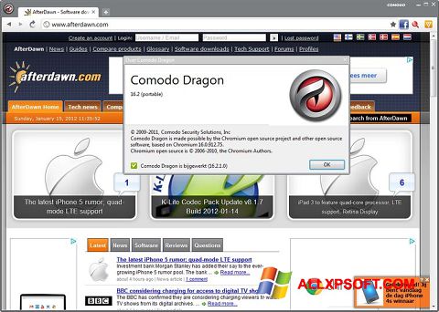 Снимак заслона Comodo Dragon Windows XP