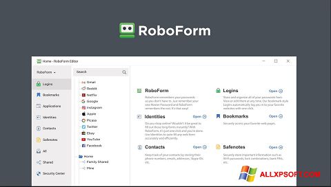 Снимак заслона RoboForm Windows XP