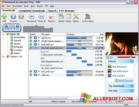 Снимак заслона Download Accelerator Plus Windows XP