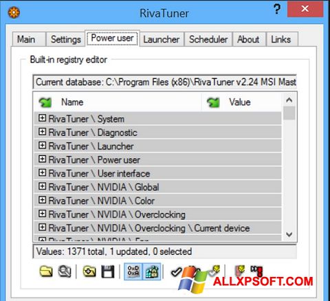 Снимак заслона RivaTuner Windows XP