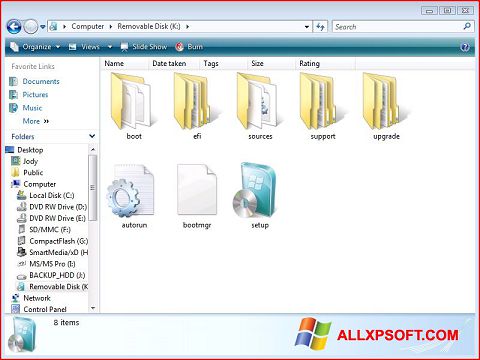 Снимак заслона Windows 7 USB DVD Download Tool Windows XP