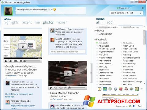 Снимак заслона Windows Live Messenger Windows XP