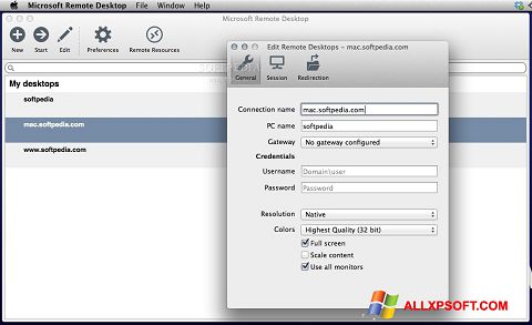 Снимак заслона Microsoft Remote Desktop Windows XP