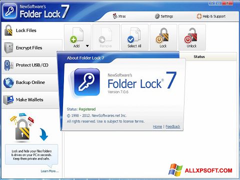Снимак заслона Folder Lock Windows XP