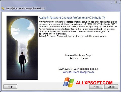 Снимак заслона Active Password Changer Windows XP