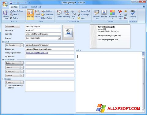 Снимак заслона Microsoft Outlook Windows XP