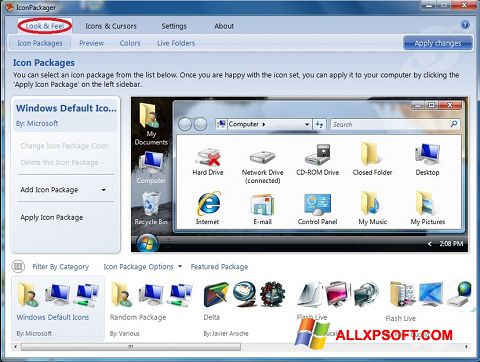 Снимак заслона IconPackager Windows XP