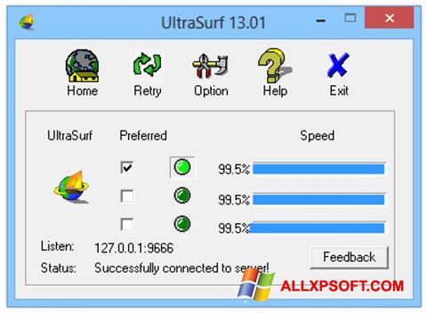 Снимак заслона UltraSurf Windows XP