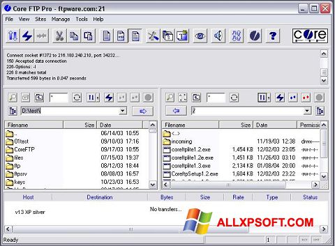Снимак заслона Core FTP Windows XP