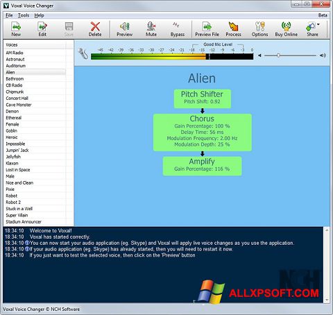 Снимак заслона Voxal Voice Changer Windows XP