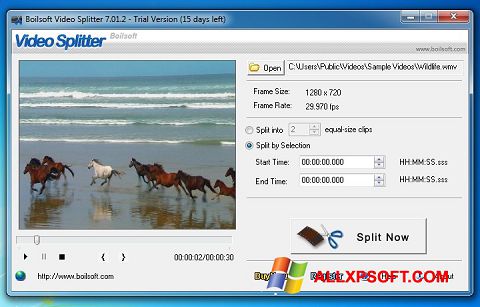 Снимак заслона Boilsoft Video Splitter Windows XP