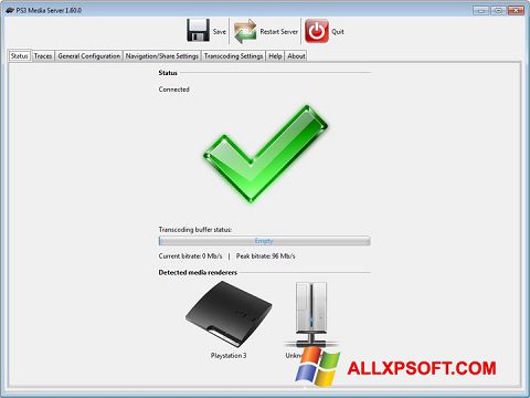 Снимак заслона PS3 Media Server Windows XP