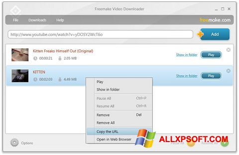 Снимак заслона Freemake Video Downloader Windows XP