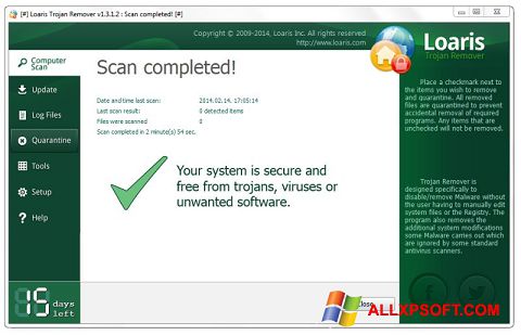 Снимак заслона Loaris Trojan Remover Windows XP