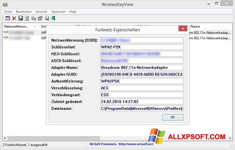 Снимак заслона WirelessKeyView Windows XP