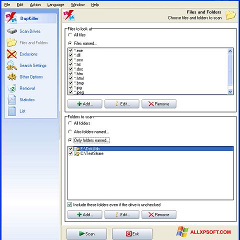Снимак заслона DupKiller Windows XP