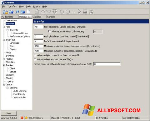 Снимак заслона Vuze Windows XP