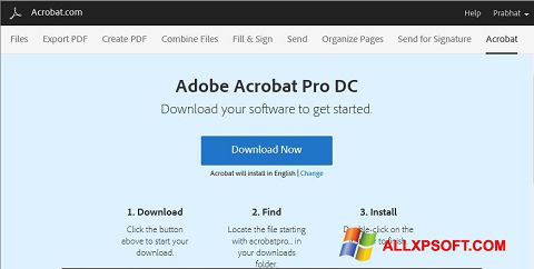 Снимак заслона Adobe Acrobat Windows XP