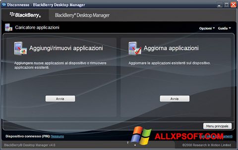Снимак заслона BlackBerry Desktop Manager Windows XP