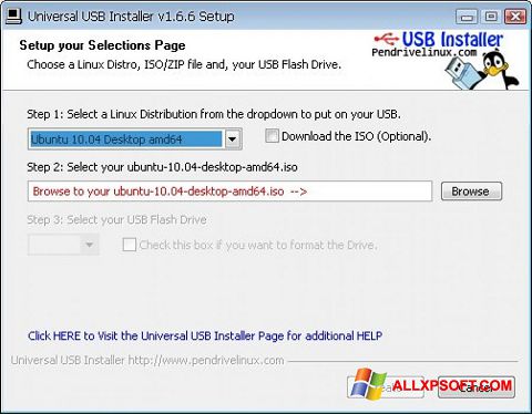 Снимак заслона Universal USB Installer Windows XP
