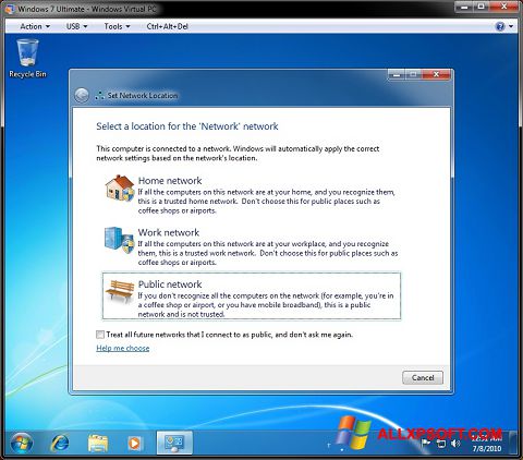 Снимак заслона Windows Virtual PC Windows XP