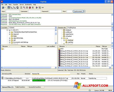 Снимак заслона FileZilla Server Windows XP