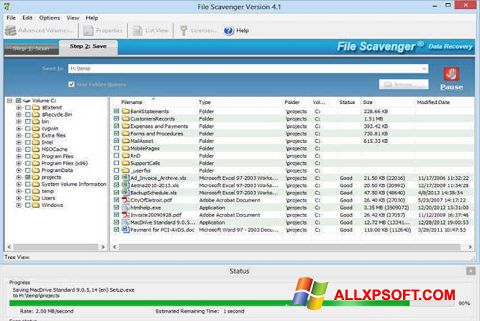 Снимак заслона File Scavenger Windows XP