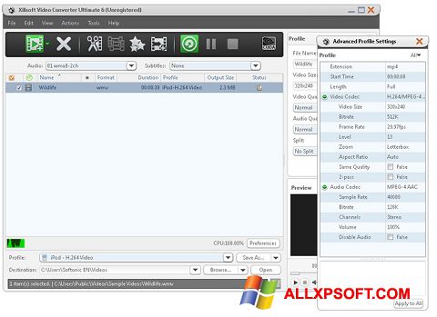 Снимак заслона Xilisoft Video Converter Windows XP