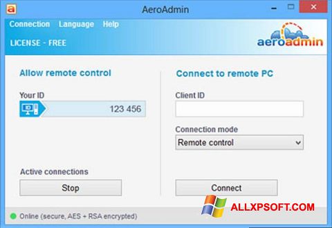 Снимак заслона AeroAdmin Windows XP