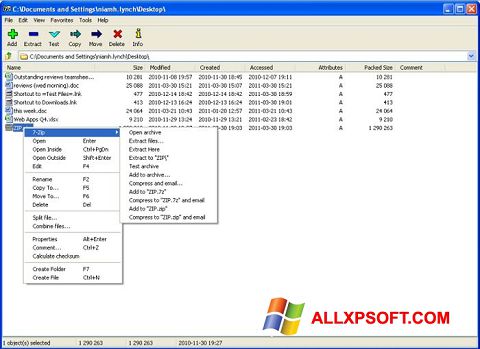 Снимак заслона 7-Zip Windows XP